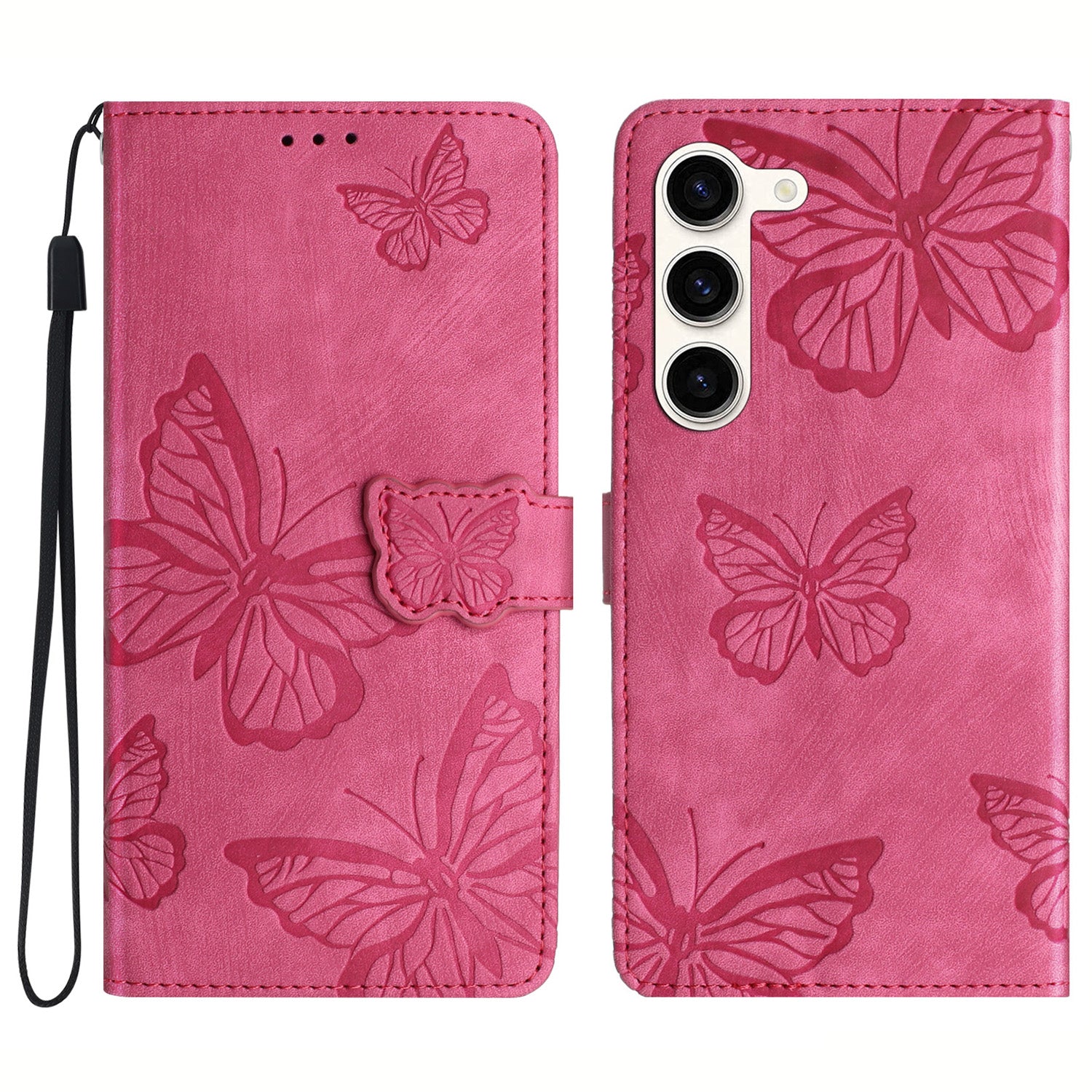 For Samsung Galaxy S23 Protective Leather Case Butterfly Imprinted Skin-Touch Phone Cover with Wallet For Samsung Galaxy S23 Protective Leather Case Butterfly Imprinted Skin-Touch Phone Cover with Wallet
